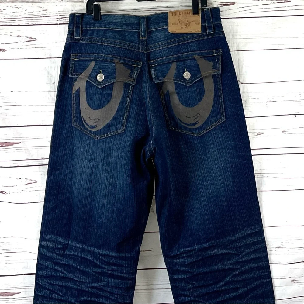 True‎ Religion Joey Jeans Men’s 38 Blue Relaxed Straight Leg Distressed Denim